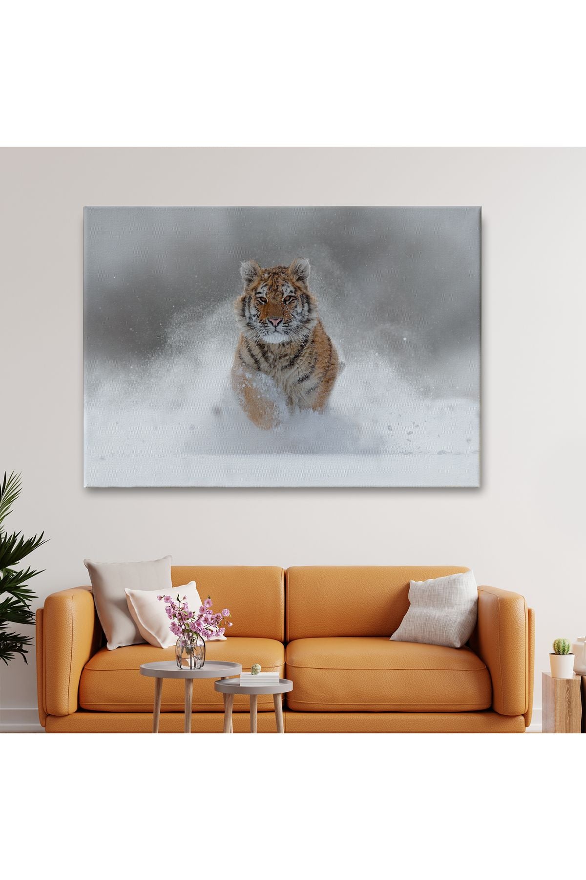 Karda Koşan Yavru Kaplan Dekoratif Kanvas Tablo 1135