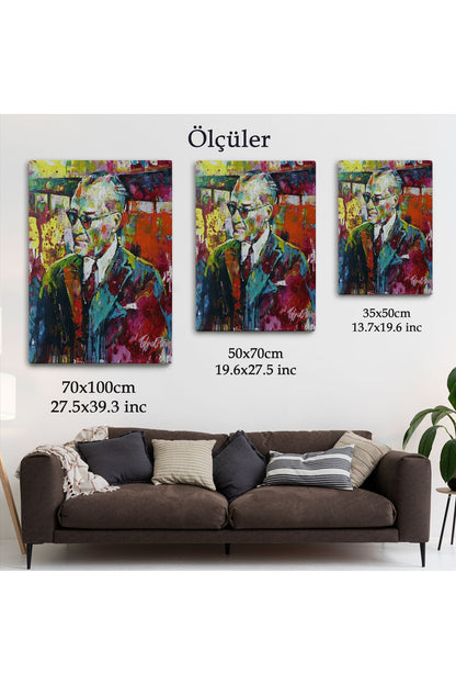 Yağlı Boya Efektli Renkli Mustafa Kemal Atatürk Duvar Tablosu-6069