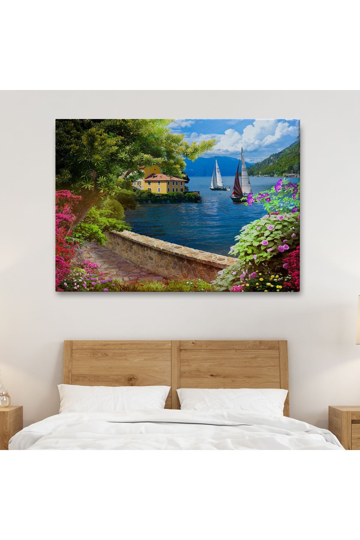 Denize Açılan Çiçekli Yol Duvar Tablosu-3606