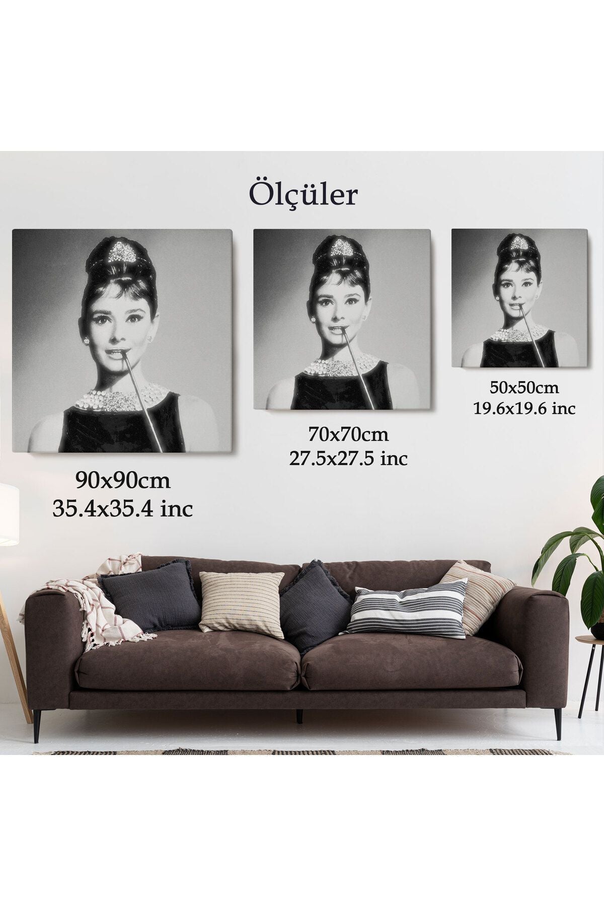 Audrey Hepburn'ün Siyah Bayaz Kanvas Tablosu-5071