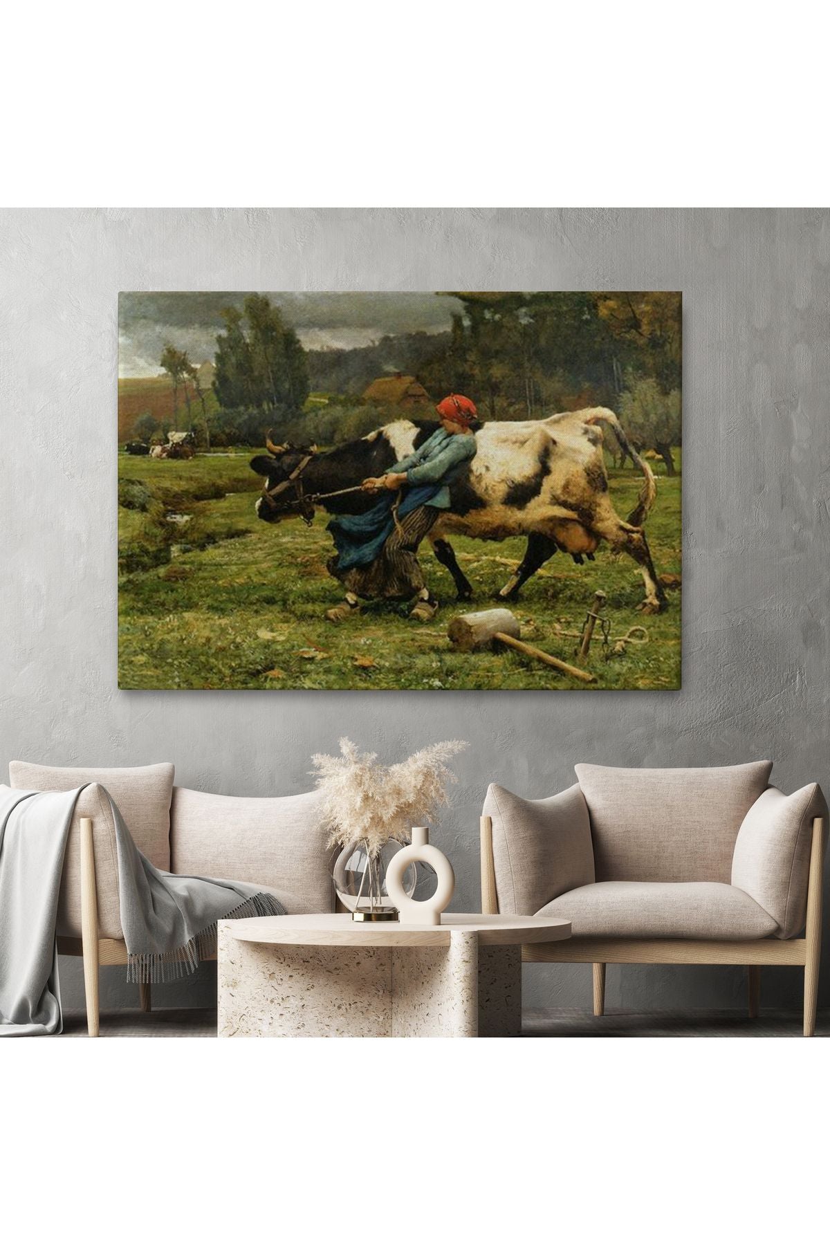 MLT Brnd product092 İneği  Çeken Köylü Kızı Duvar Tablosu-6522