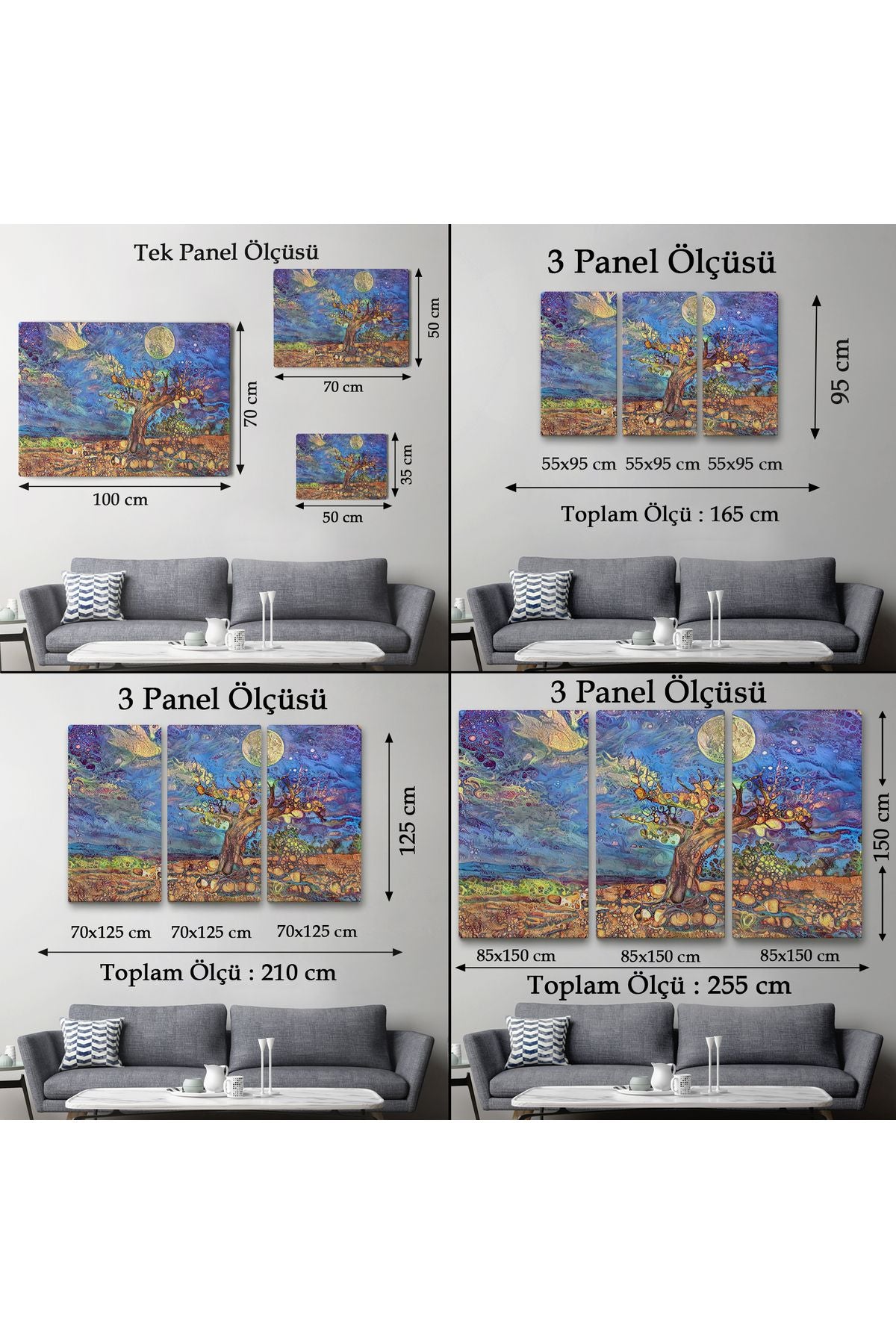 Yaşlı Ağaç ile Sihirli Moderd Manzara Duvar Tablosu-3504