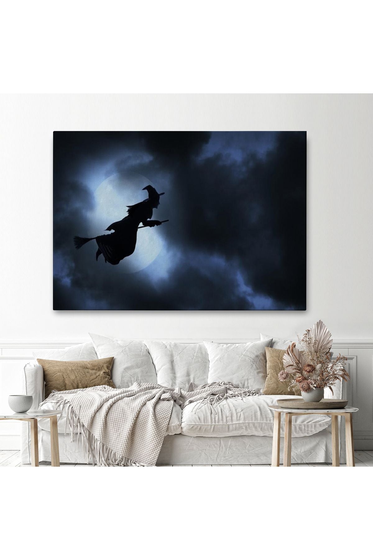 Süpürgede Uçan Cadı, Cadılar Bayramı Dekoratif Duvar Tablosu-5202