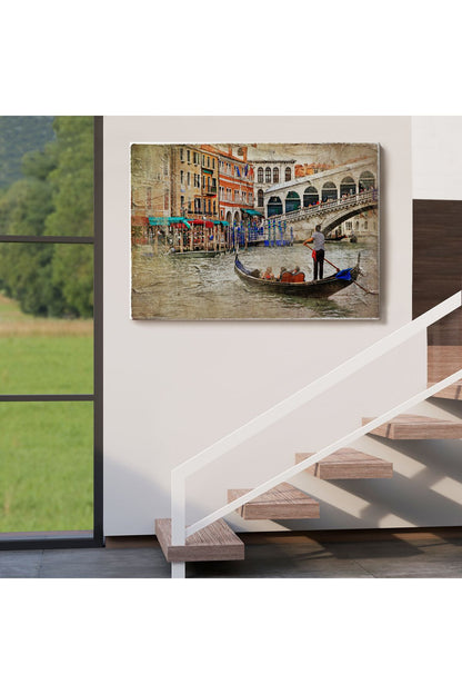 Venedik Kanalları Yağlıboya Çalışması Dekoratif Tablo-3427