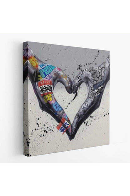Graffiti Kalp Burcu Eller, Banksy Posteri, Kanvas Tablo, Pop Art-5343