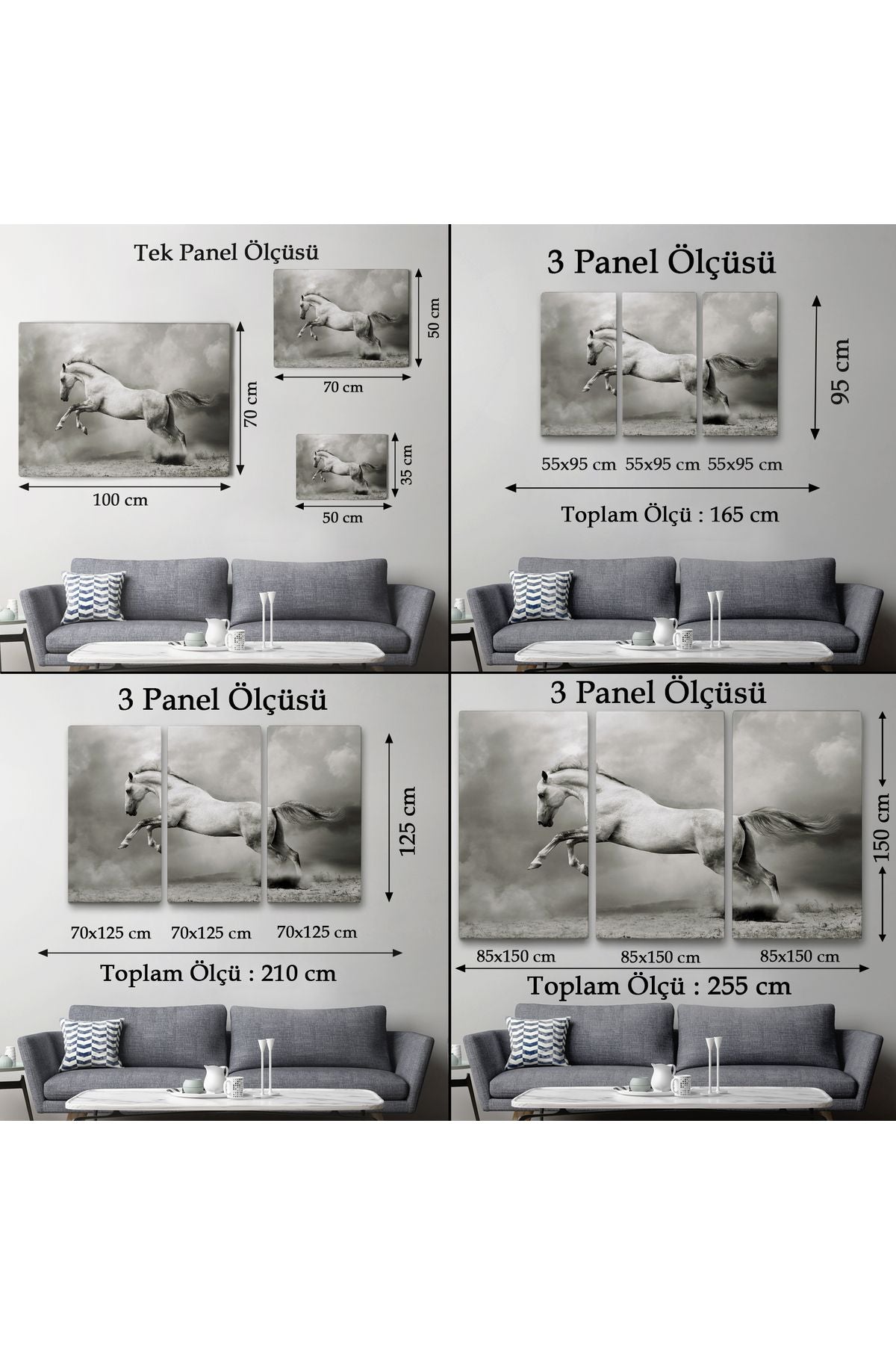 Özel Tasarım, Dekortif BaskıÇöldeki Beyaz At Tablosu-6598