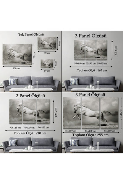 Özel Tasarım, Dekortif BaskıÇöldeki Beyaz At Tablosu-6598