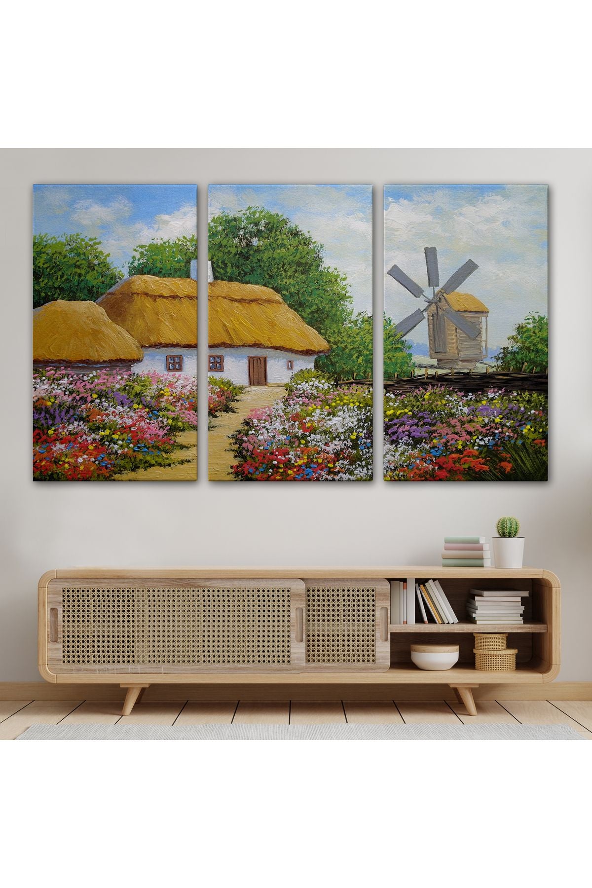 Ukrayna Köy Evi Manzarası Yağlıboya Görünüm Dekoratif Kanvas Duvar Tablosu-3681