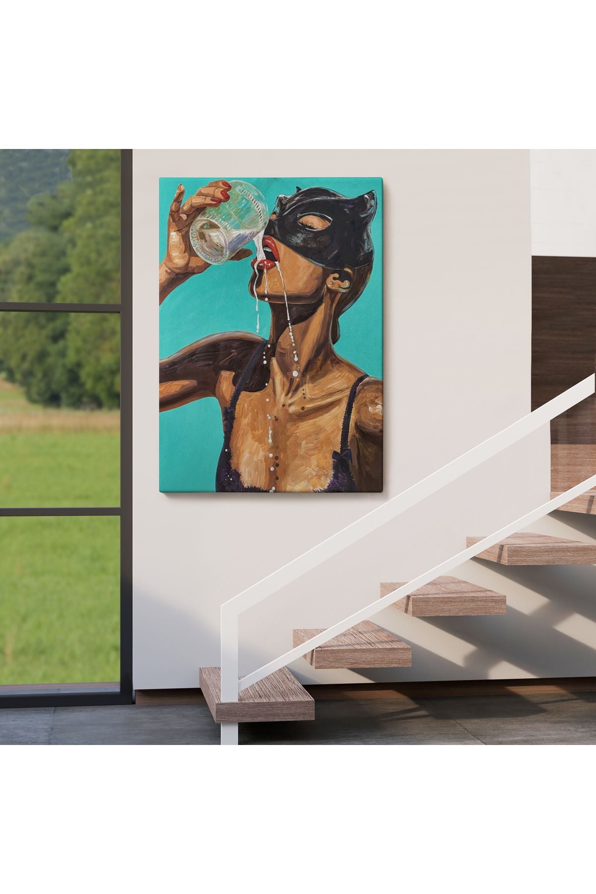 Süt İçen Sexi Kadın Dekoratif Duvar Tablosu-6232