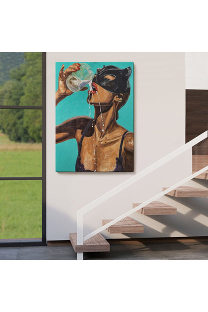 Süt İçen Sexi Kadın Dekoratif Duvar Tablosu-6232