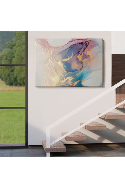 Mürekkep ve Alkol Elementleri ile Mermer Deseni Verilmiş Kanvas Tablo-5039