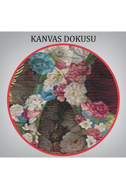 Renkli Çiçeklerle Kafatası Kanvas Tablo, Ölülerin Günü Baskıları, Şeker Kafatası-5332