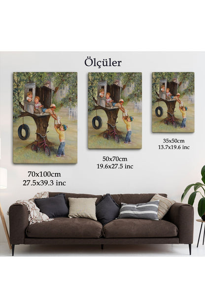 Dianne Dengel Ağaç Ev'de Oynayan Çocuklar Tablosu-6262