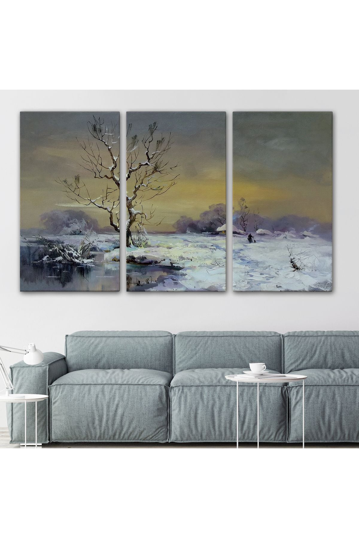 Karla Kaplı Köy Manzarası Duvar Tablosu-3661