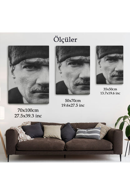 Atatürk Portre Tablosu Mustafa Kemal Atatürk Dikdörtgen Dekoratif Kanvas Tablo-FS-142