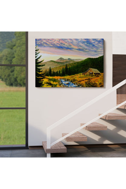 Ukrayna Köy Evi Manzarasİ Dekoratf Duvar Tablosu-3481