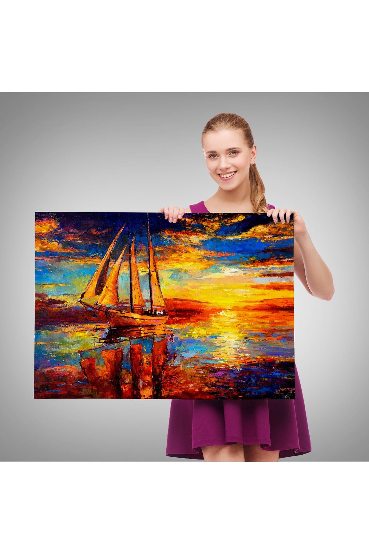 DB  Okyanustaki Büyük Yelkenli Duvar Tablosu-1227