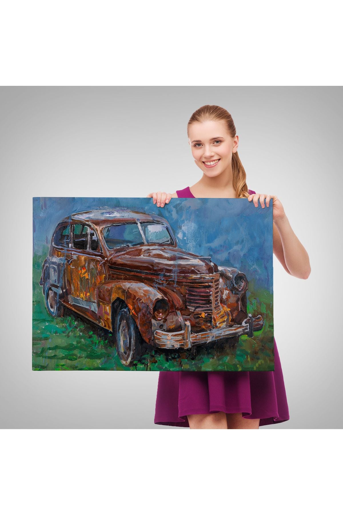 Paslı Eski Araba Dekoratif Duvar Tablosu-3531