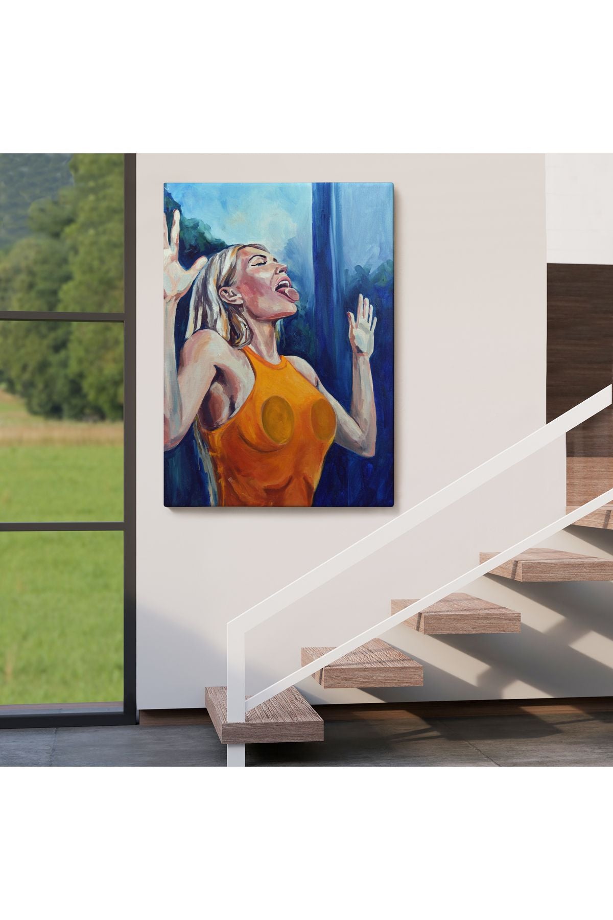 Camı Yalayan Kadın Kanvas Tablosu-5130