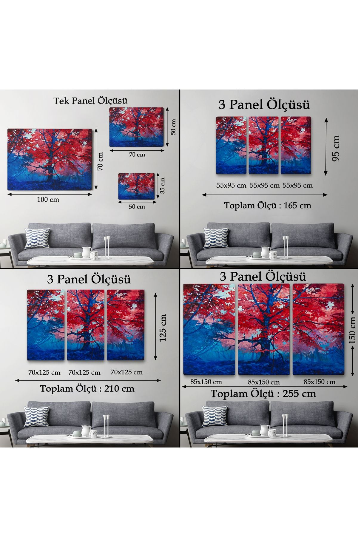 Ormandaki Güzel Sonbahar Ağacı Kanvas Duvar Tablosu-1192