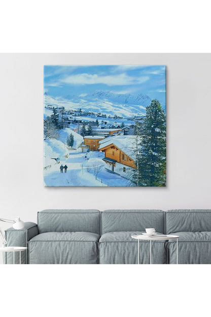 Karlı Dağ Köyü Kanvas Tablo-5912
