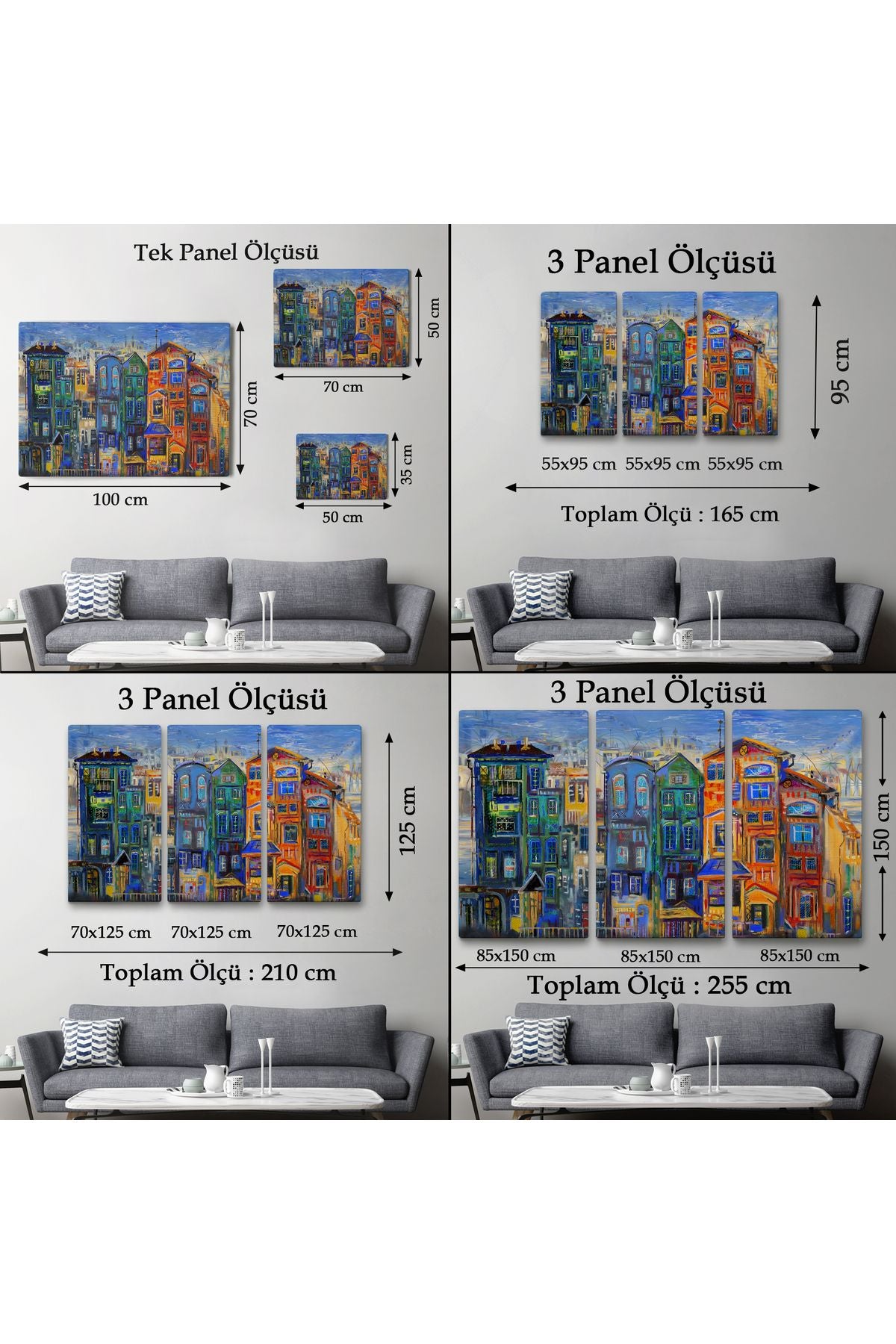 Hollanda Evleri Yağlıboya Görünüm Dekoratif Kanvas Tablo-3442