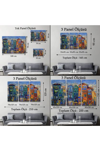 Hollanda Evleri Yağlıboya Görünüm Dekoratif Kanvas Tablo-3442