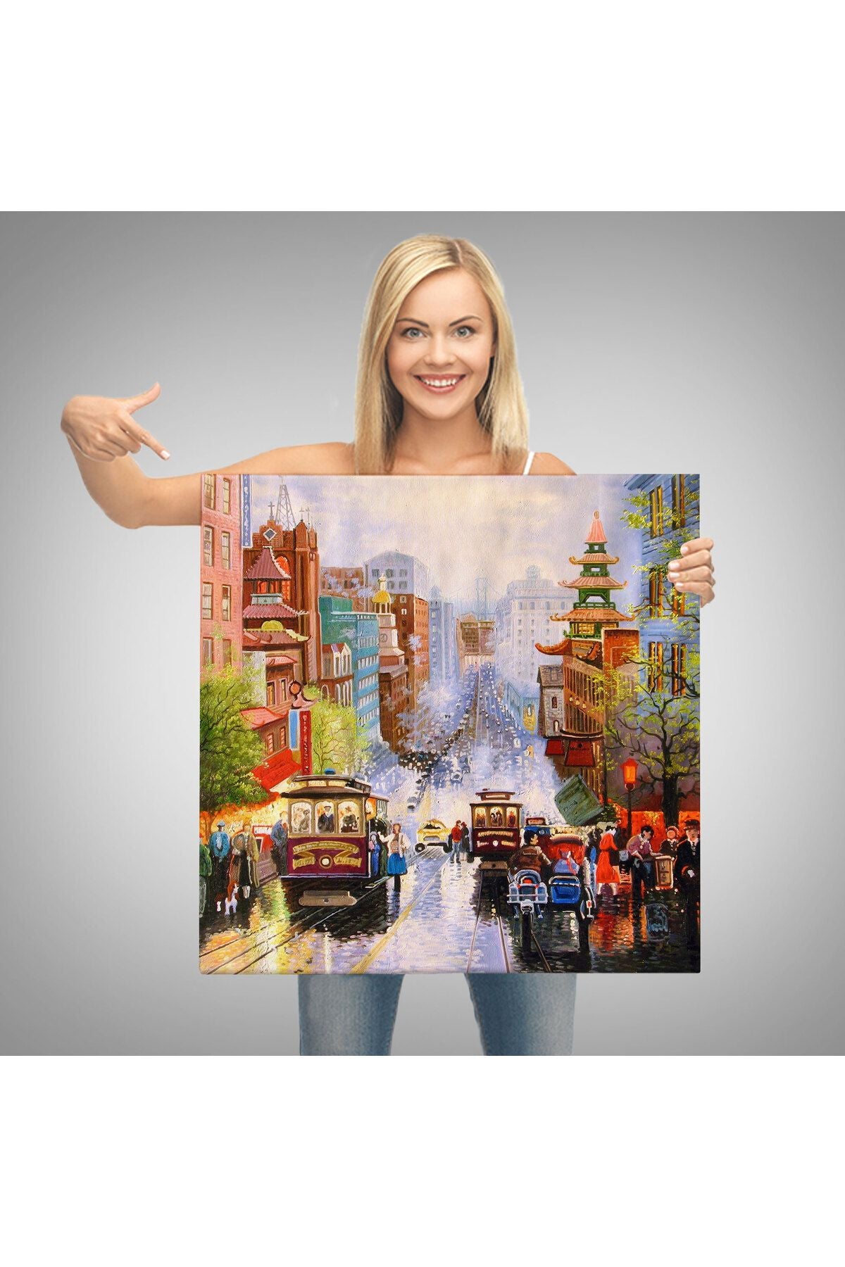 Aşağı California Sokak Gelen Nob Hill Thomas Duvar Tablosu-5825