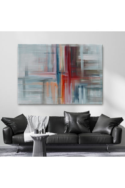 Fırça Darbeleri ile Soyut Yağlıboya Görünüm Dekoratif Kanvas Duvar Tablosu-3757