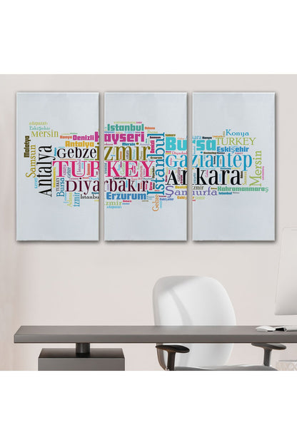DB İller İsimli Dekoratif Kanvas Tablo 1003