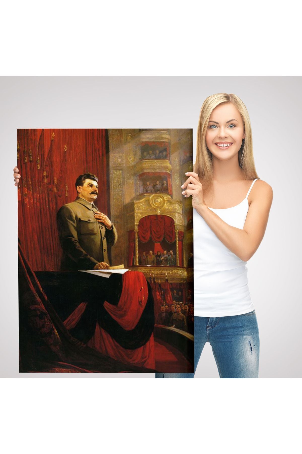 Josef Stalin Eski Sovyetler Birliği Hükümet Başkanı Duvar Tablosu-6014