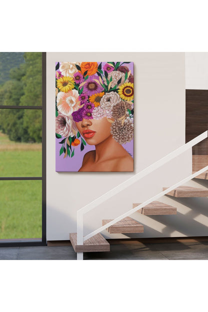 arg001 seri Çiçek Kafalı Kız Çocuğu Dekoratif Duvar Tablosu-6190