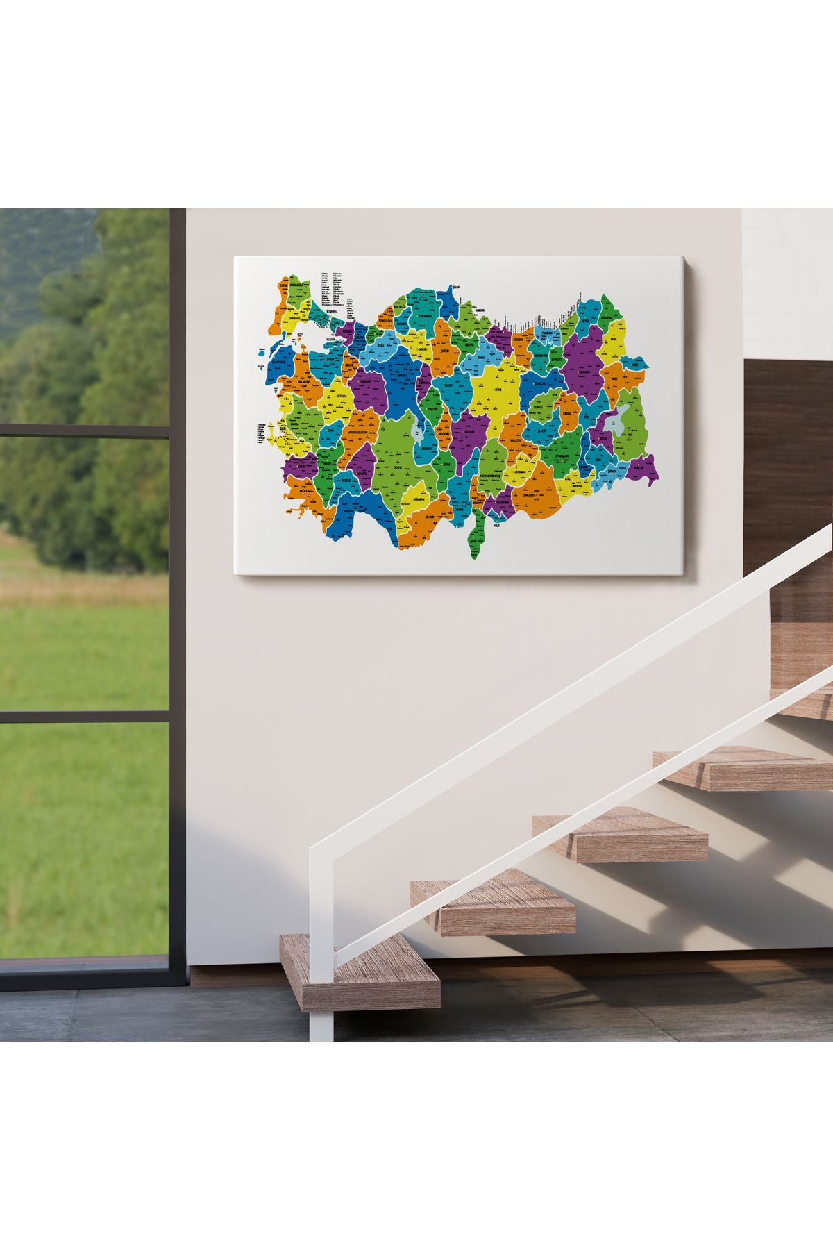 arg001 seri Türkiye Haritası Kanvas Tablo İl ve İlçeli Ayrıntılı Eğitici  Dekoratif Tablo 3032