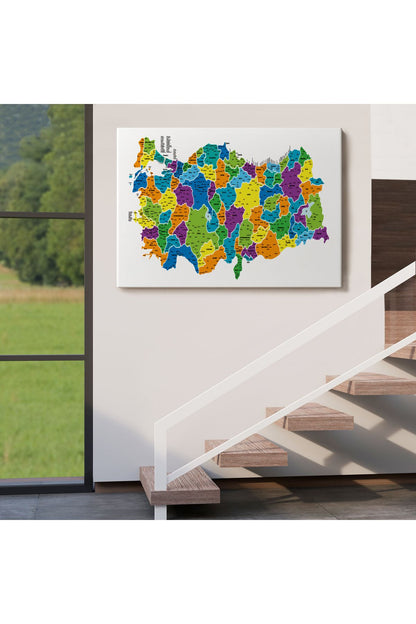 arg001 seri Türkiye Haritası Kanvas Tablo İl ve İlçeli Ayrıntılı Eğitici  Dekoratif Tablo 3032