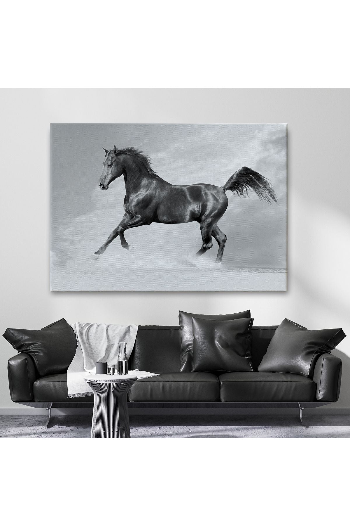 Dekoratif Kanvas Tablo, Duvar Tablosu-Asil Siyah At 6623