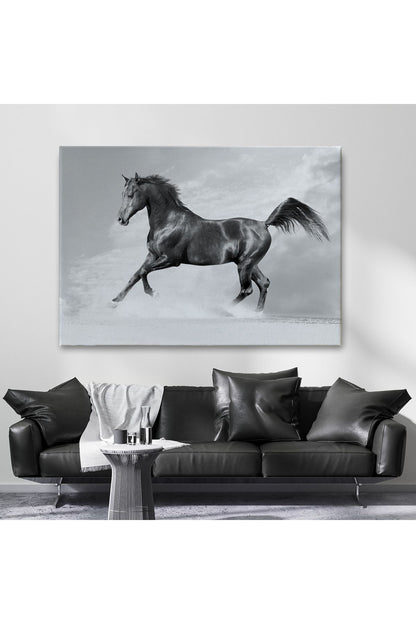 Dekoratif Kanvas Tablo, Duvar Tablosu-Asil Siyah At 6623