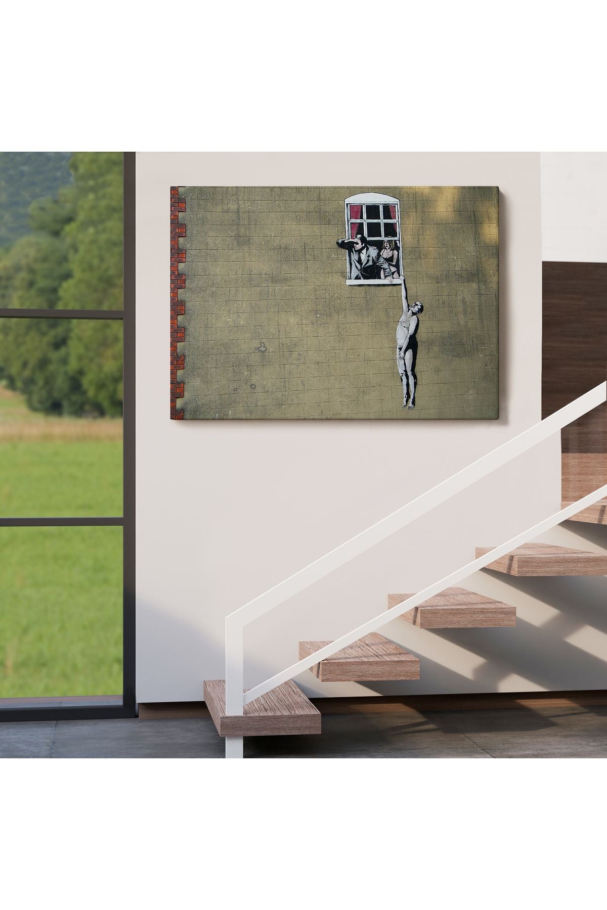 Banksy, Kocası Tarafından Basılan Kadın Kanvas Tablo-5093