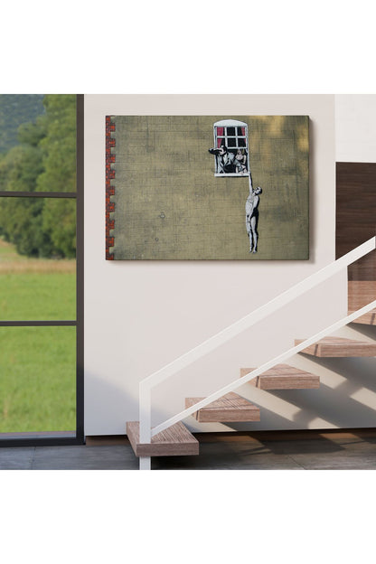 Banksy, Kocası Tarafından Basılan Kadın Kanvas Tablo-5093