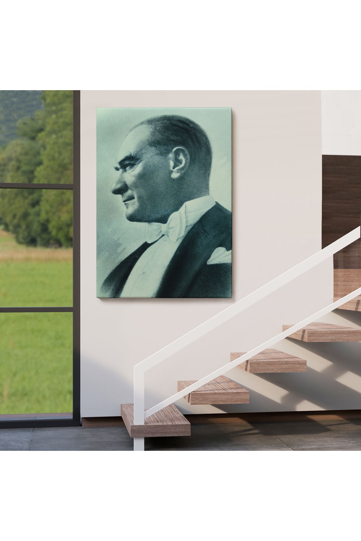 Atatürk Portre Tablosu Mustafa Kemal Atatürk Dikdörtgen Dekoratif Kanvas Tablo-DI-86