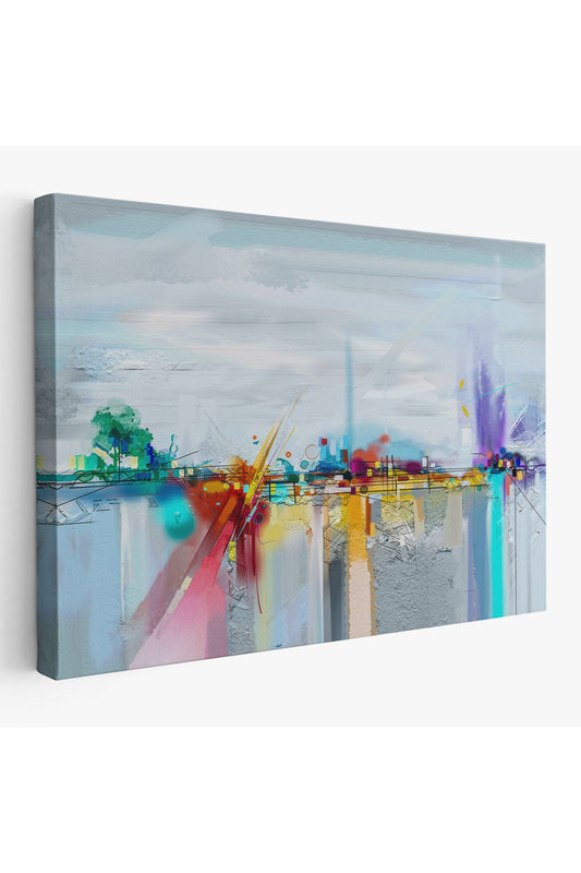 YB Fırça Darbeli Soyut Yağlıboya Görünüm Dekoratif Kanvas Duvar Tablosu-3583