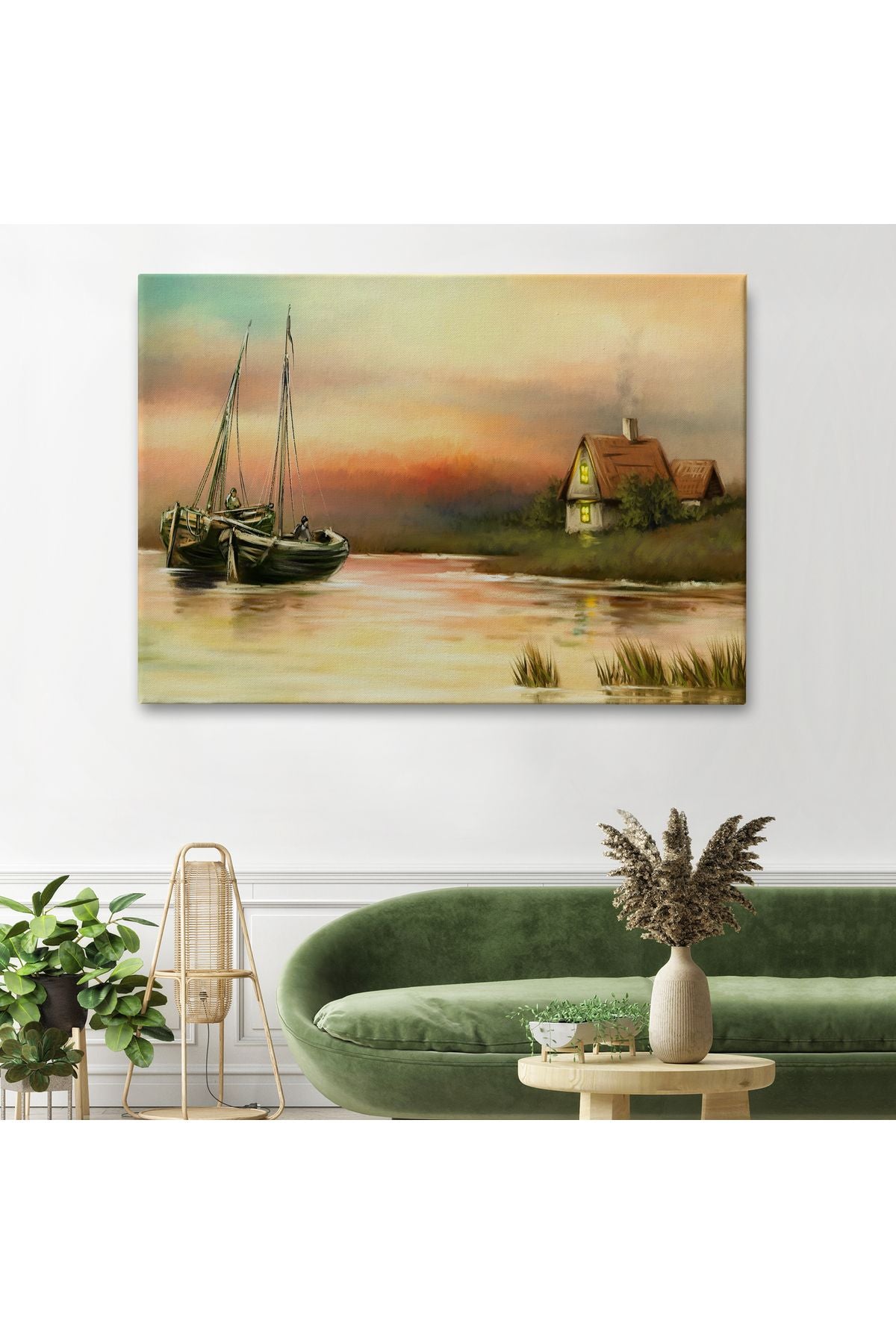 Rusya Köy Balıkçıları Manzara Duvar Tablosu-1229