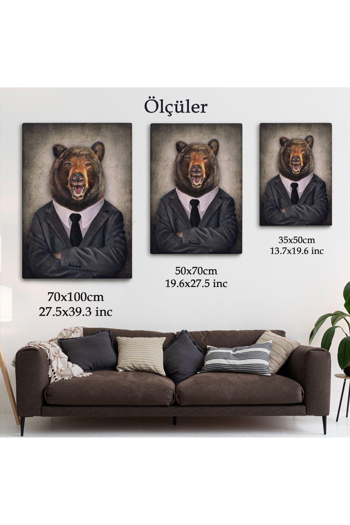 Ayı Kafalı İnsan Kanvas Tablo-4988