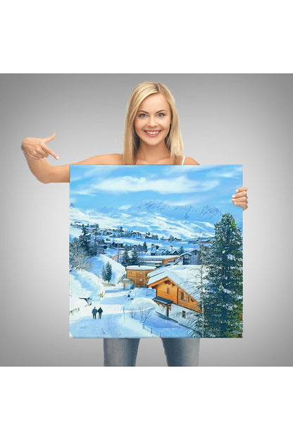 Karlı Dağ Köyü Kanvas Tablo-5912