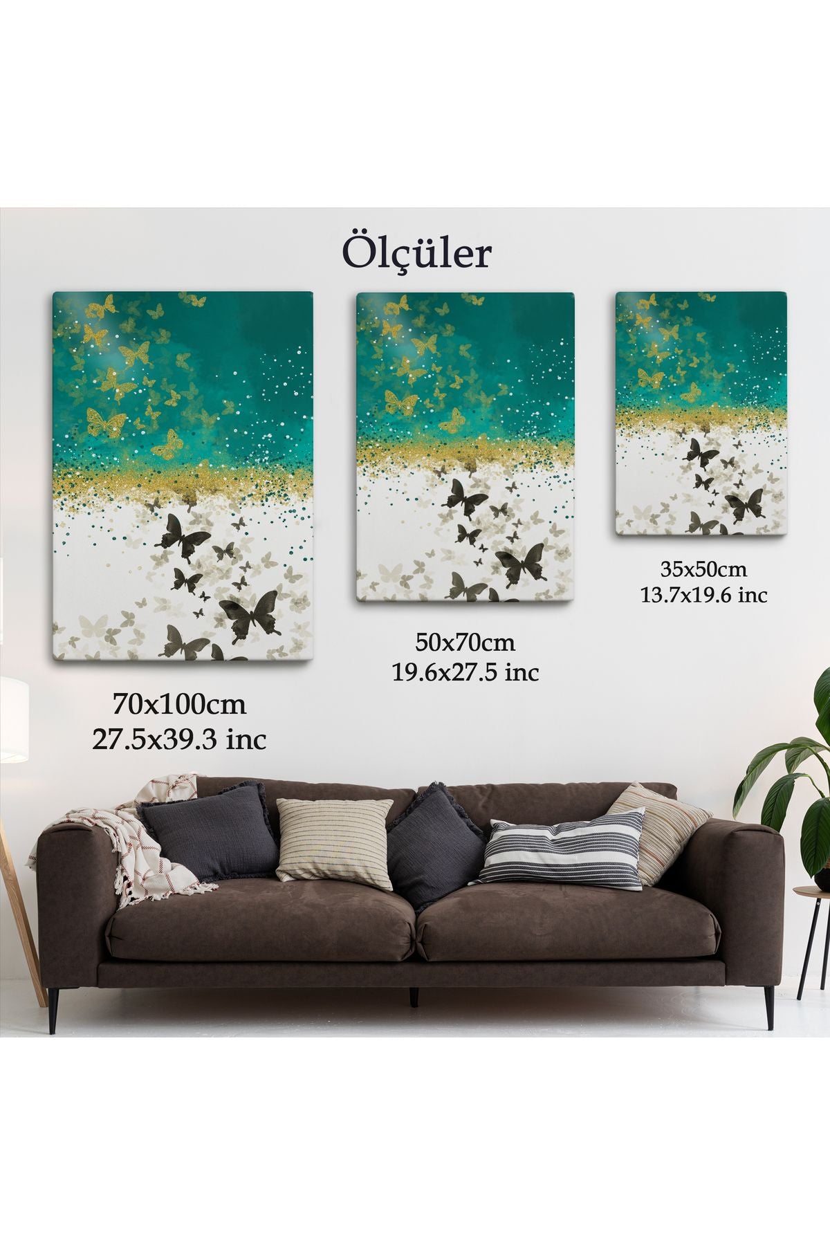 Altın ve Siyah Kelebekler Duvar Tablosu-6009