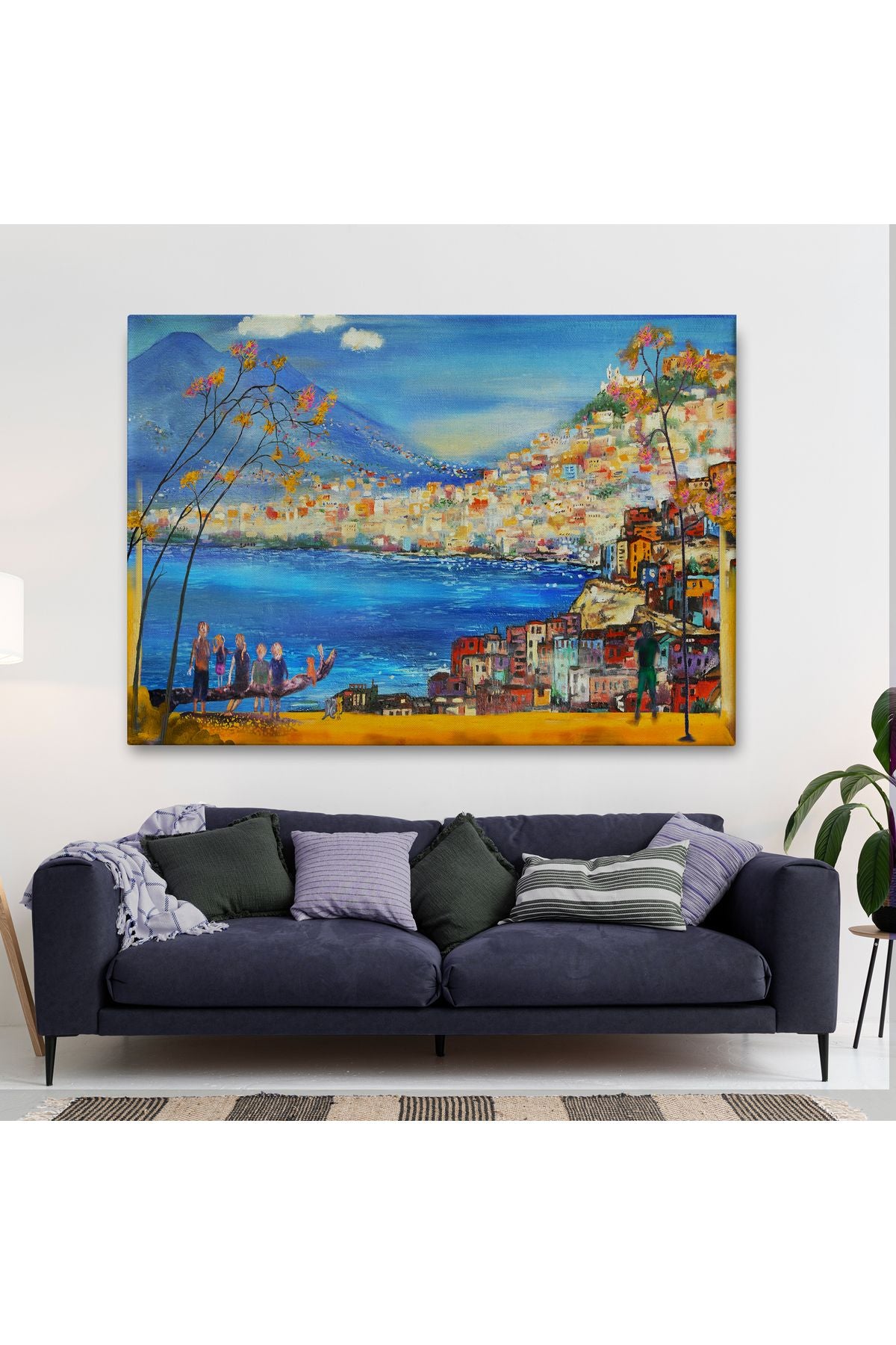 YS Özel Güney İtalya Yağlıboya Görünüm Dekoratif Kanvas Duvar Tablosu-3578
