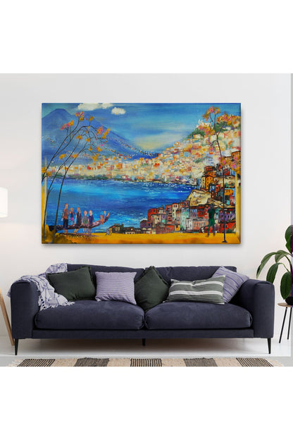 YS Özel Güney İtalya Yağlıboya Görünüm Dekoratif Kanvas Duvar Tablosu-3578