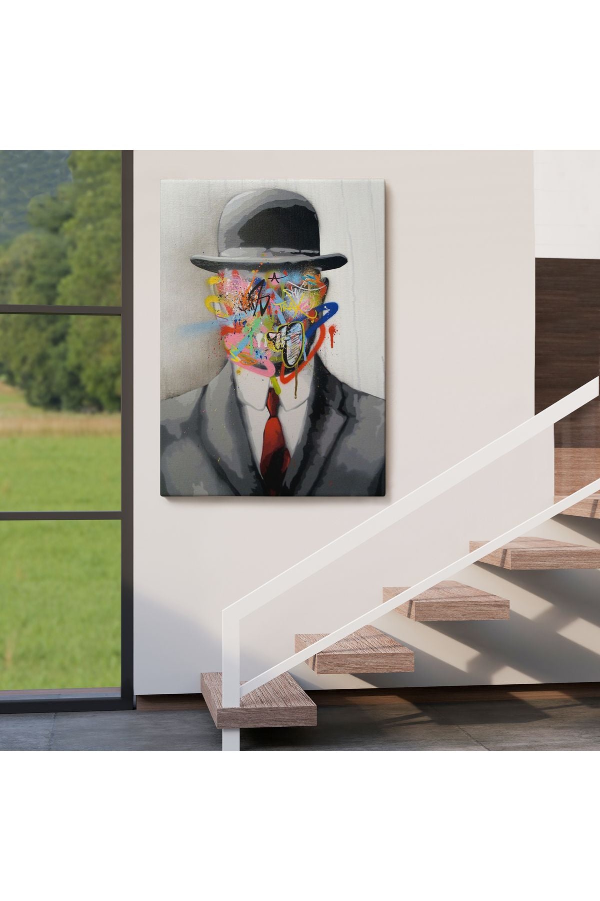 Rene Magritte Ünlü Resim “İnsanın Oğlu” Graffiti Pop Art Tablosu-6316
