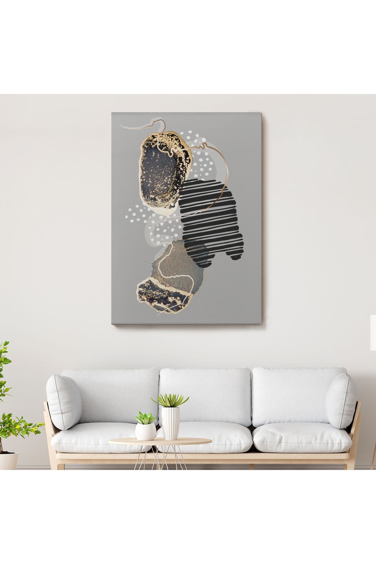 Geometrik Formda Soyut Desenler Dekoratif Kanvas Tablo-5182