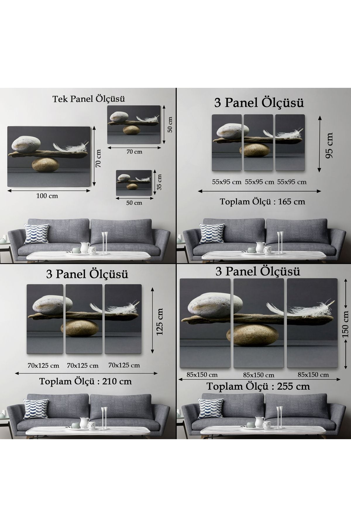Taş ve Tüy Dengesi Tuval Duvar Sanatı, Tuval Baskı Ev Dekorasyon, Ofis Dekorasyon-5375
