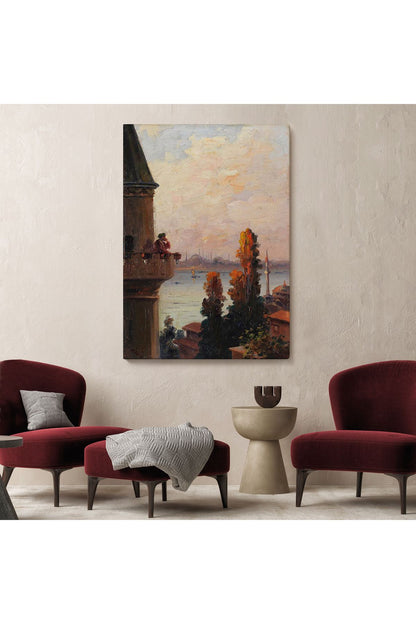 Galata Kulesinde Ezan Okudan Adam Duvar Tablo-6177